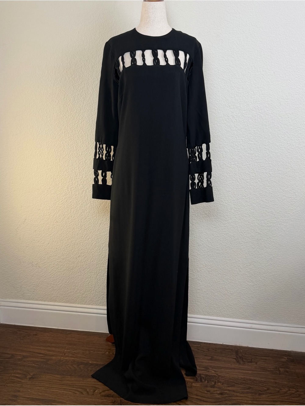 Nellie Partow Chain Link Cutout Black Maxi Dress